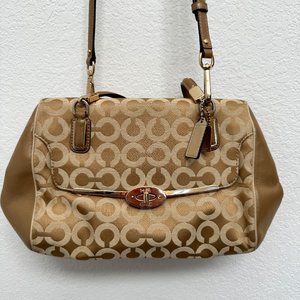COACH 25638 MADISON MADELINE OP ART SATEEN EAST/WEST SATCHEL BAG Champagne